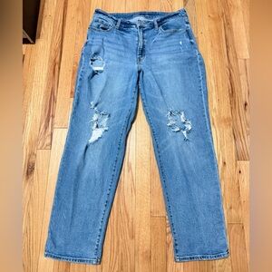 Old Navy Light Blue Distressed Women's Straight Leg Jeans